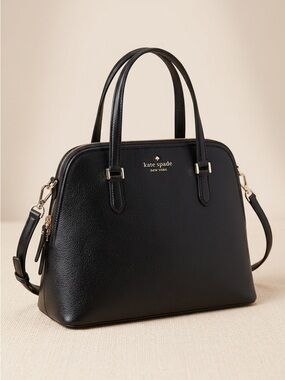kate spade Black Pebble Leather Dome Satchel with Gold Hardware